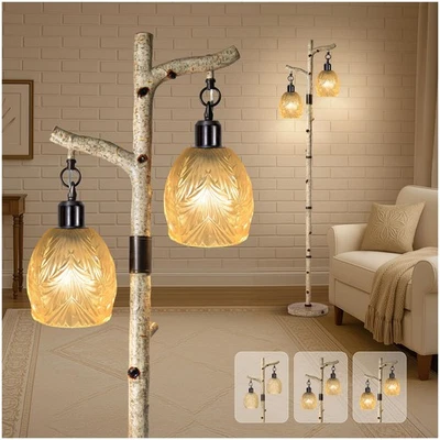 "Lámpara de pie de 68,5"" de alto con pantalla tallada, lámpara de pie de resina de granja y fau... Foto 1 de 4