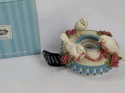 Old Virginia Candle Capper Topper Vintage Doves Cottage Romantic Birds Floral - Image 1 of 4
