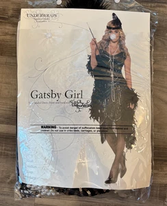 Gatsby Girl Women's Adult Halloween Costume Size Large Black - Picture 1 of 4