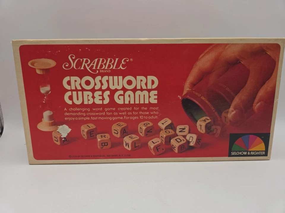 Scrabble Crossword Cubes Game -Complete- 1976 Selchow Righter - Wood Letter Dice - Image 1 of 4