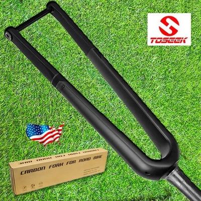 700C Carbon Fiber Rigid Fork Thru Axle Road Gravel Bicycle Disc Brake Tapared US - Image 1 of 4