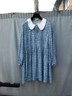 Finery  Blue Ditsy Floral Viscose Collared Fit And Flare Dress Uk 20 New