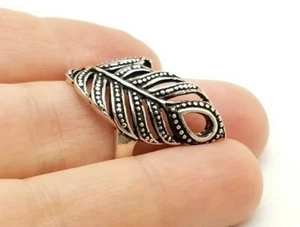 Handmade Women's Boho Feather 925 Sterling Silver Ring Size 6.75 - Picture 1 of 6