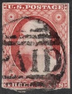 Sn:US #11A 3c sello de Estados Unidos 1851-1856 Franklin, Jefferson, Washington imperforado - Imagen 1 de 2