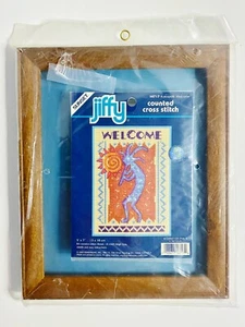 Jiffy Kokopelli Welcome Counted Cross Stitch Kit With Frame and Mat - Picture 1 of 2