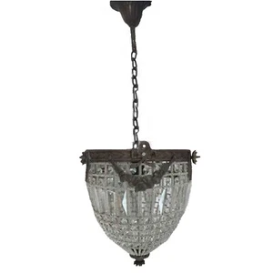 Basket Crystal Brass Chandelier Pendant Long Clear Beads Ceiling Lighting Decor - Picture 1 of 1