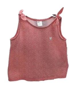 H & M haut sans manche avec noeuds rose pois blanc bébé 12-18 mois - Imagen 1 de 2