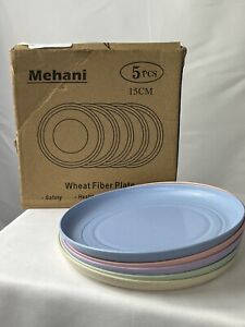 Mehani Sturdy Dinner Plate 5 Pcs 5.91inch Reusable Wheat Straw Plastic Plates...