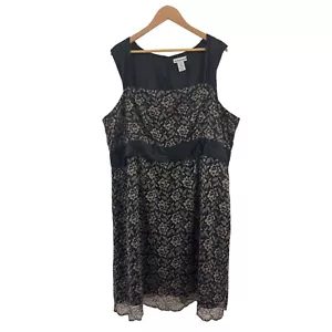 Size 24 3X Black/Gold Floral Lace Dress Wedding Evening Special Occasion Plus Sz - Picture 1 of 5