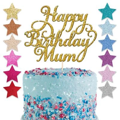 YOUNIQUE GIFTS Custom Personalised Happy Birthday Mum Glitter Cake Topper Party Mummy Any Name