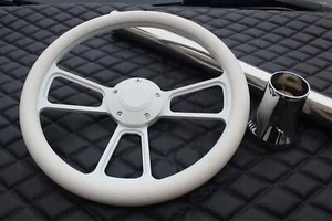 14" Golf Cart White Steering Wheel White Vinyl Wrap With Sleeve Precedent 2004+ - Bild 1 von 5