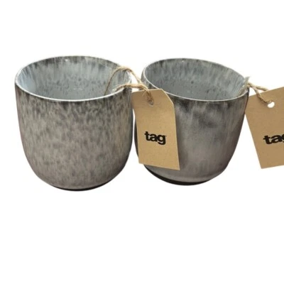 Кружка из горячей/холодной керамики без стержня БЕЛАЯ серая набор из 2 фермерских домов ремесленного вида - Изображение 1 из 4