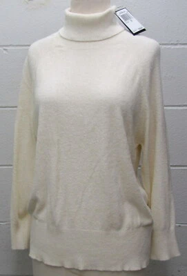EVIE Women's Soft Sueded Plush Turtleneck Sweater Top 3/4 Sleeve Ivory XL New - Image 1 of 4