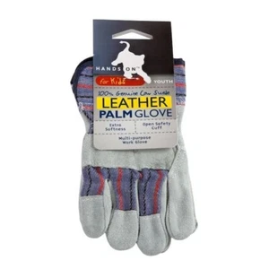 NEW Premium Kids' Safety Cuff Suede Leather Palm Gloves - Picture 1 of 1