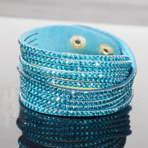 Pulsera envolvente azul claro turquesa pedrería pulsera de moda brillo regalo WOW - Imagen 1 de 1