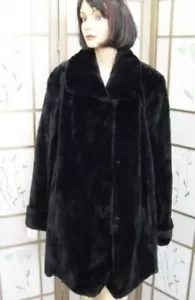 BRAND NEW BLACK SHEARED BEAVER FUR COAT JACKET WOMEN WOMAN - Picture 1 of 1