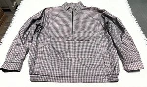 Vtg Sunice Jacket Golf Pullover Men's M Medium Mauve Tan Checked Zip Pockets - Picture 1 of 9