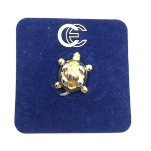 CE Signed Silver Gold Tone Turtle Lapel Hat Pin Brooch 7/8" Long NEW - Picture 1 of 5
