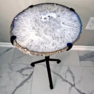 Runder Getränketisch Achatplatte Stein Beistelltisch Wohnzimmer Möbel Rockhound - Bild 1 von 20