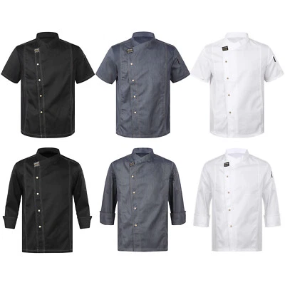 Chef Coat Men Short Sleeve Jacket Restaurant Kitchen Cooking Work Uniform - Image 1 of 4