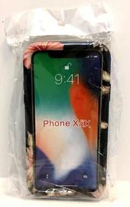 For Apple iPhone X 003 Hard Plastic Case Cover Black Floral Hibiscus - Picture 1 of 6