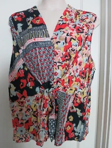 Camiseta sin mangas Nic Zoe Mixed Blooms corbata frontal multicolor plus 3X nueva con etiquetas - Imagen 1 de 12