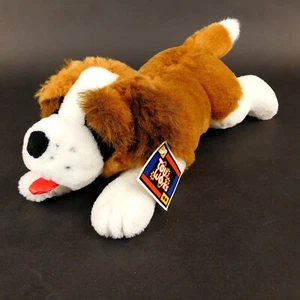 Toy Works 10" St Bernard Puppy Dog Plush Stuffed Animal Red Collar Brown & White - Picture 1 of 13