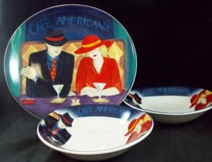 Sango Cafe Americana Group of 1 Dinner Plate and 2 Coupe Soup Bowls 4911 - Picture 1 of 6