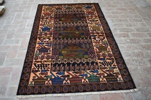 4'2 x 6'8 Handmade vintage afghan tribal best shindand wool persian war area rug - Picture 1 of 9