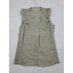 Banana Republic Women’s Small Gray Green Ruffle Sleeveless Blouse Button Front - Picture 1 of 8