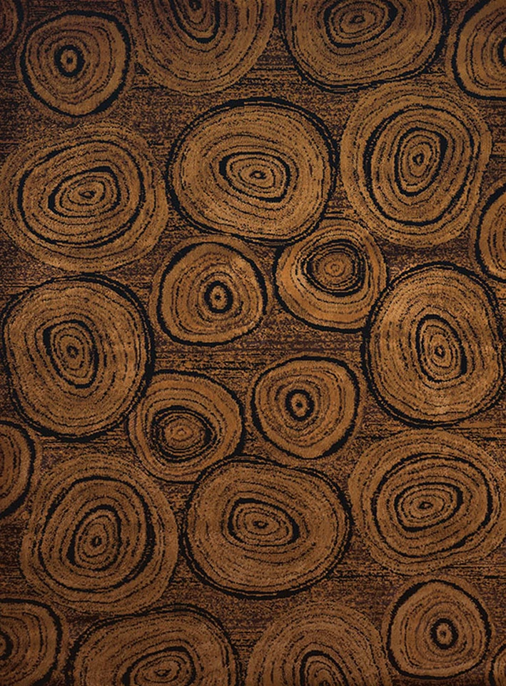 Brown Rings Loops Slices Stumps Circles Area Rug 750-05943 - Aprx 5' 3" x 7' 2" - Image 1 of 1