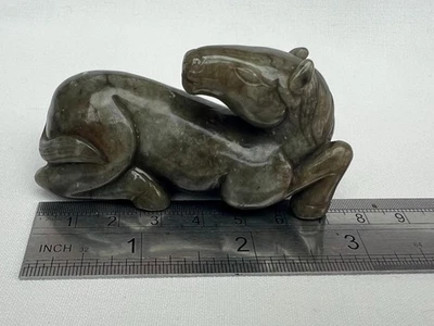Superb 20th Century Chinese Jade Carving of a Recumbent Horse. - Image 1 of 4