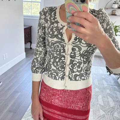Cárdigan suéter Juicy Couture para mujer con patrón floral mezcla de lana talla S Foto 1 de 4