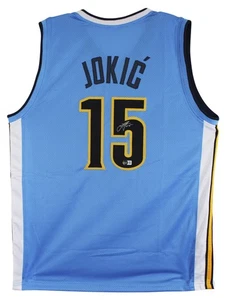 Nikola Jokic Authentic Signed Light Blue Throwback Pro Style Jersey BAS Witness - Picture 1 of 3