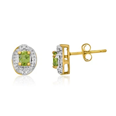 LXR 14k Gelbgold Peridot Ohrringe mit Diamanten 0.18 ct - Bild 1 von 3