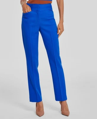 Pantalones de vestir para mujer Tahari ASL azules lisos tiro medio pierna acampanada talla 2 Foto 1 de 3