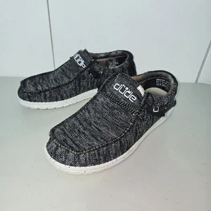 Zapatos mocasines sin cordones Hey Dudes Wally Sox para hombre en negro blanco talla US 7 - Imagen 1 de 10
