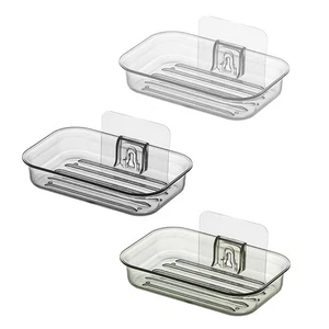 Innovative Draining Soap Dish With Drain Soap Holder Easy Cleaning Adhesive Type - Picture 1 of 11