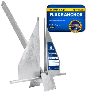 Anclaje Fluke de 10 lb, anclaje de barco de acero galvanizado por inmersión en caliente - FO3941 - Imagen 1 de 8