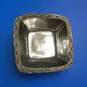 Vintage Joseph Abboud Serving Bowl  Cast Metal Square Dish Silvertone Excellent - Picture 1 of 11