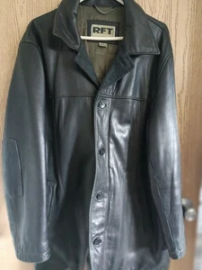 Rainforest RFT Chaqueta de Cuero Negra Hombre Abrigo de Coche Grande - Imagen 1 de 7