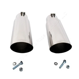 PAIR Gibson #500372 3.5" Polished T304 Stainless Round Angle Cut Exhaust Tips - Picture 1 of 5