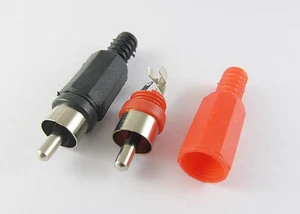 2pcs RCA Phono Male Plug Solder Type Audio Video Cable Connector Red + Black - Picture 1 of 2