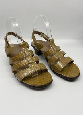 SAS Sandals Sz 8.5 Tripad Comfort Mustard Yellow Snake Skin Sling Back Shoes - Image 1 of 4