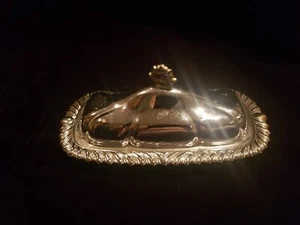 VINTAGE CHROME BUTTER DISH WITH GLASS INSERT & LID - Picture 1 of 6