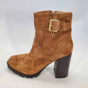 A.n.a Womens Ronnie Ankle Boots Booties Brown Block Heel Zipper Buckle 9 M - Picture 1 of 12