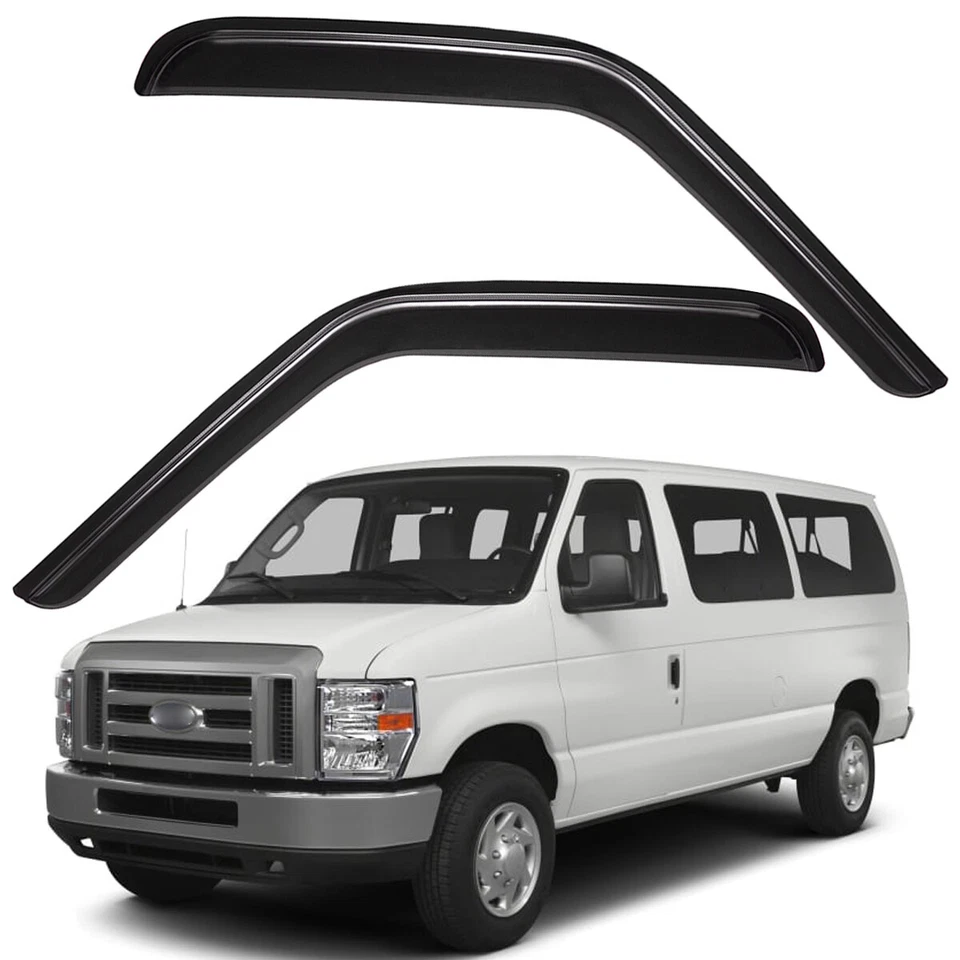 For 2008-2014 Ford E-150/E-250/E-350 Super Duty Tape-on Window Visor Rain Guards - Image 1 of 4