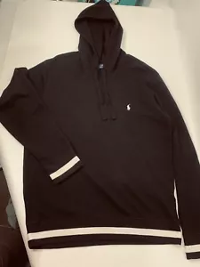 Polo Ralph Lauren nera bianca maglione con cappuccio media leggera - Foto 1 di 8