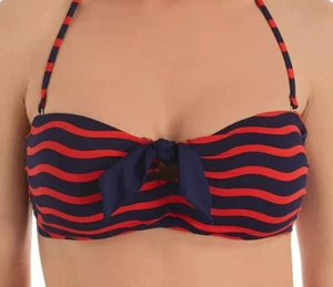 Tommy Bahama Air Kiss Red Sea Swell Tie-Front Bandeau Bikini Swim Top, Large NWT - Picture 1 of 2