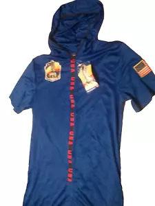 Briefly Stated NASA Hooded Romper Mens Size Medium Blue Jumpsuit Shorts (C5) - Picture 1 of 3